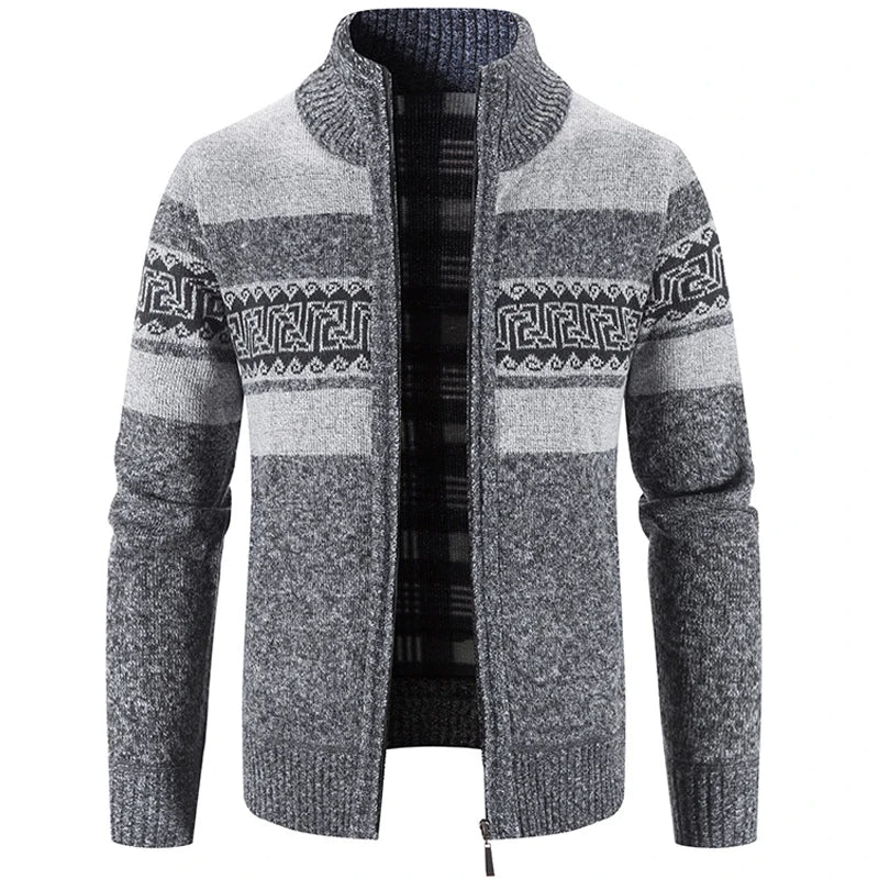 Men's Patterned Zip Front Cardigan Sweater Everyday Wear