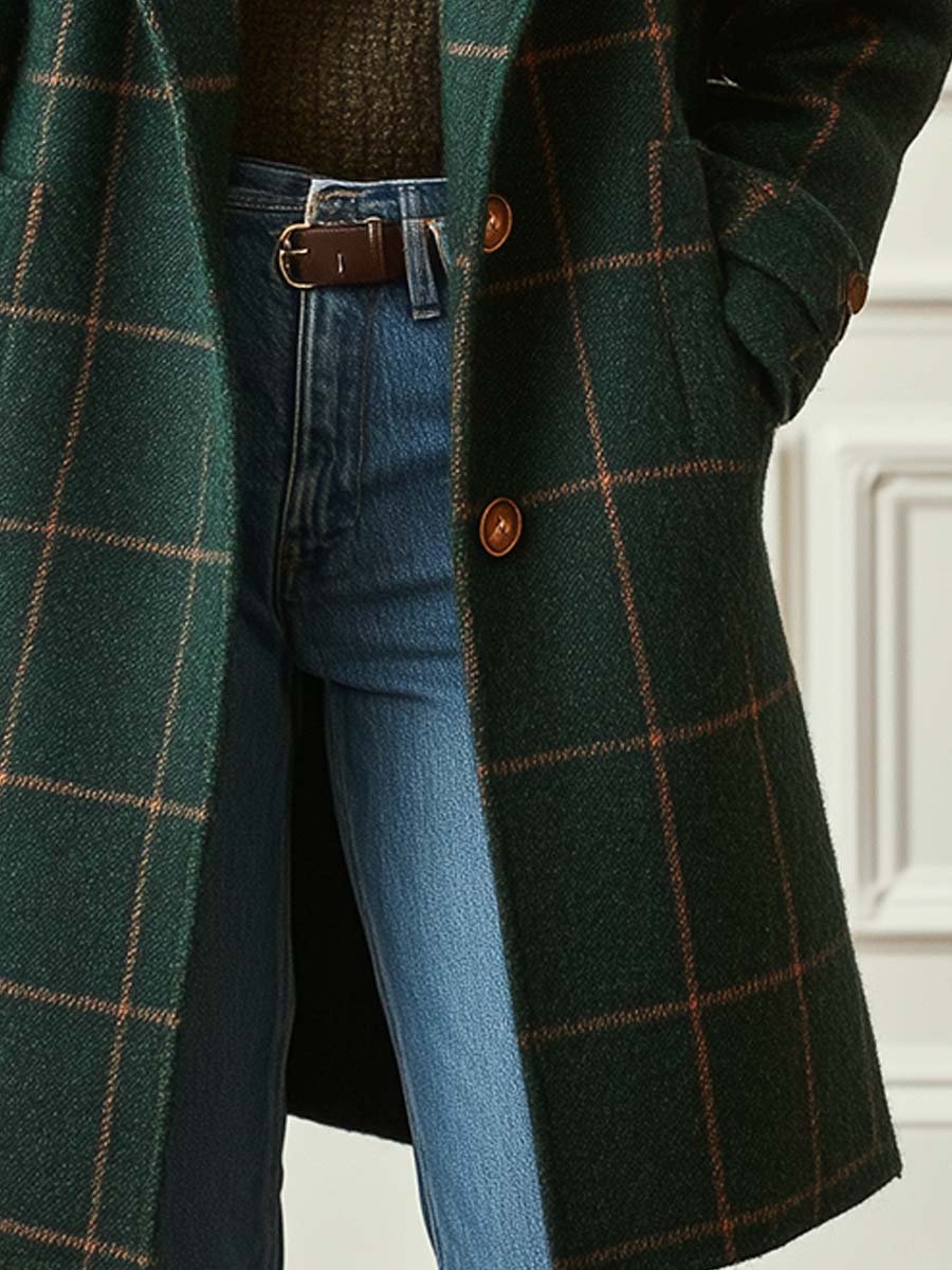 Women's Long Button Front Coat for Winter Wear