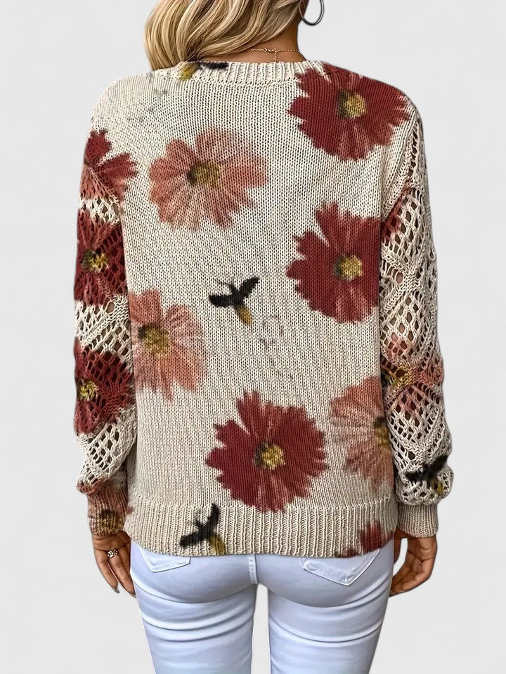 Women's Floral V Neck Long Sleeve Everyday Sweater
