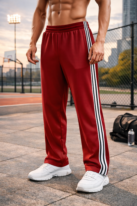Men's Athletic Track Pants with Side Stripes Everyday