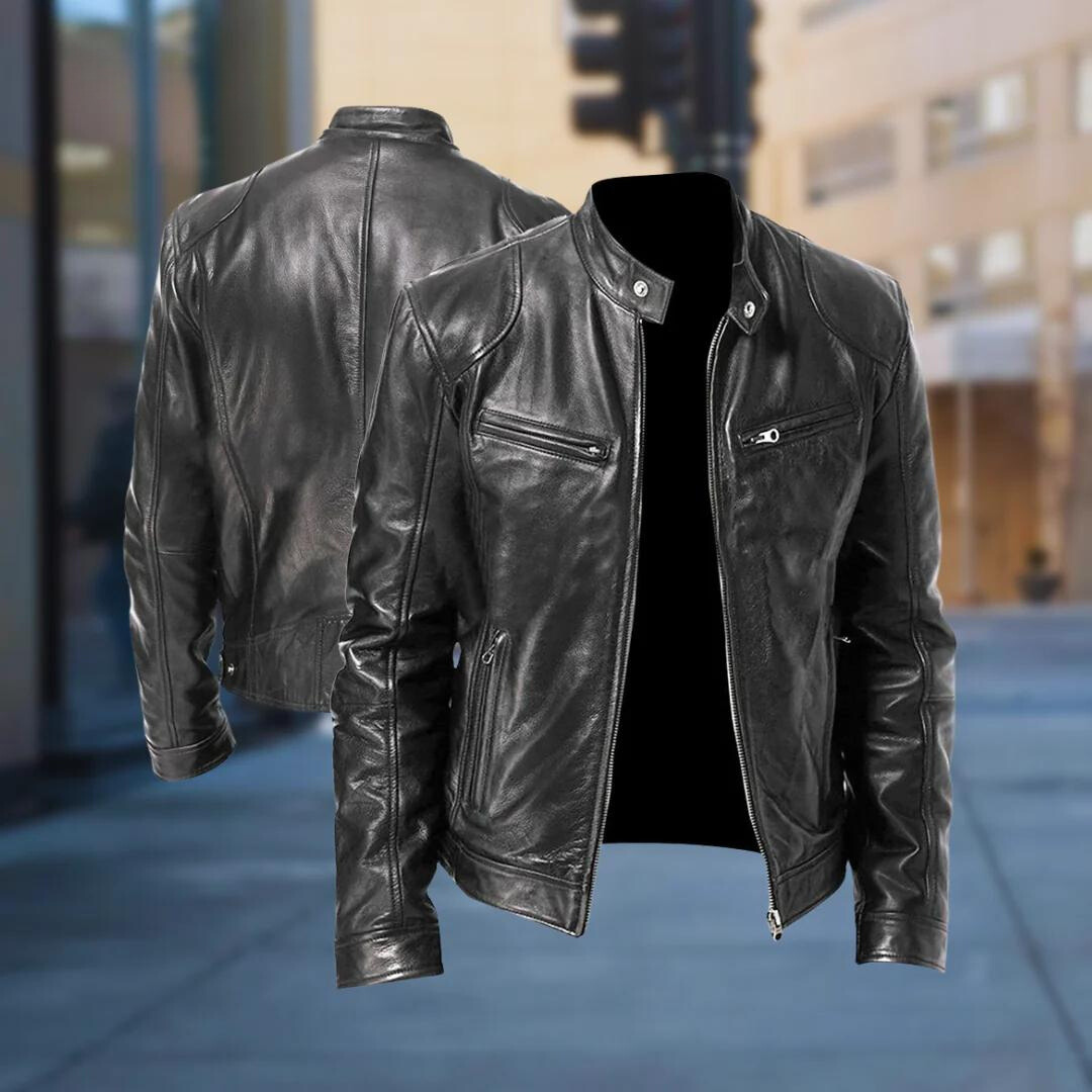 Men's Biker Jacket for Autumn Winter Everyday Layering