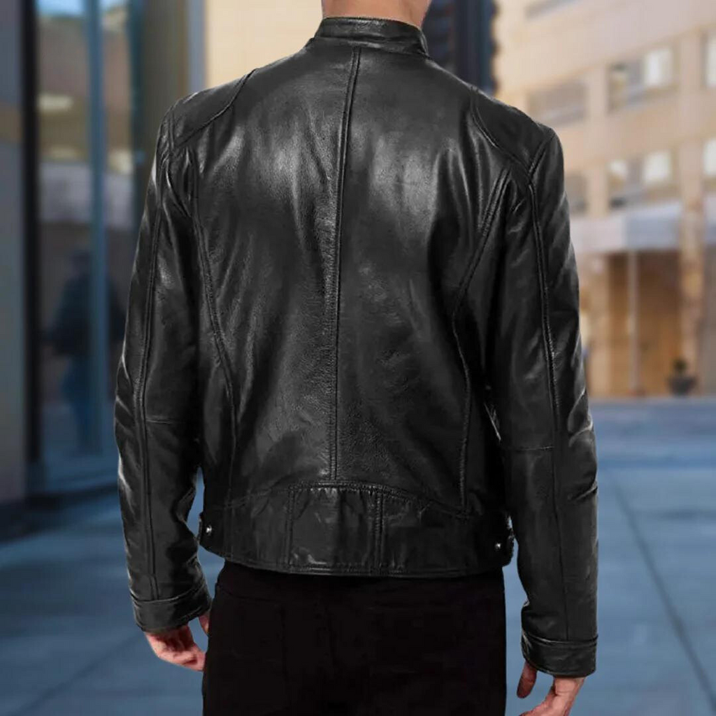 Men's Biker Jacket for Autumn Winter Everyday Layering