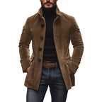 Men's Buttoned Jacket for Autumn Winter Wear