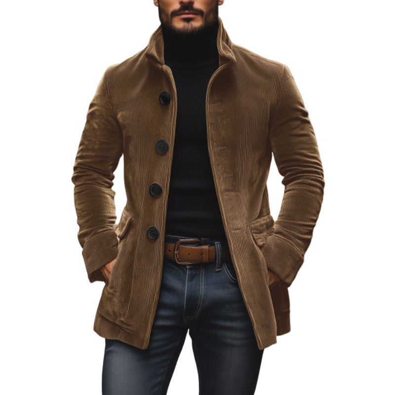 Men's Buttoned Jacket for Autumn Winter Wear