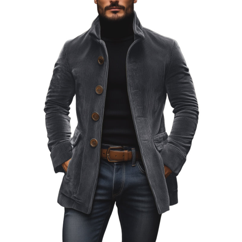 Men's Buttoned Jacket for Autumn Winter Wear