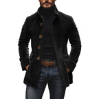 Men's Buttoned Jacket for Autumn Winter Wear