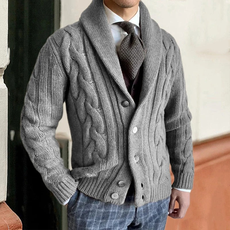 Men's Cable Knit Cardigan for Refined Seasonal Wear