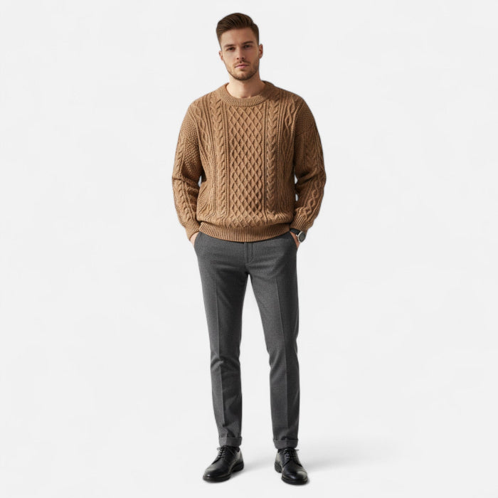 Men's Cable Knit Crew Neck Sweater