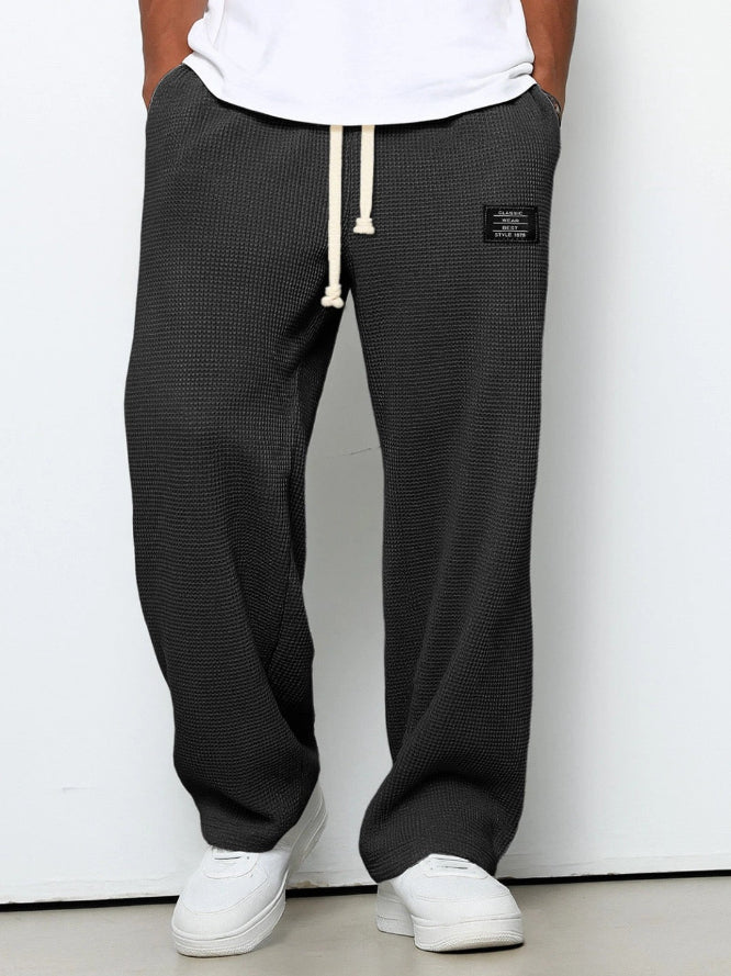 Men's Casual Textured Drawstring Pants for Everyday Wear