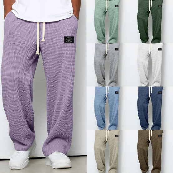 Men's Casual Textured Drawstring Pants for Everyday Wear