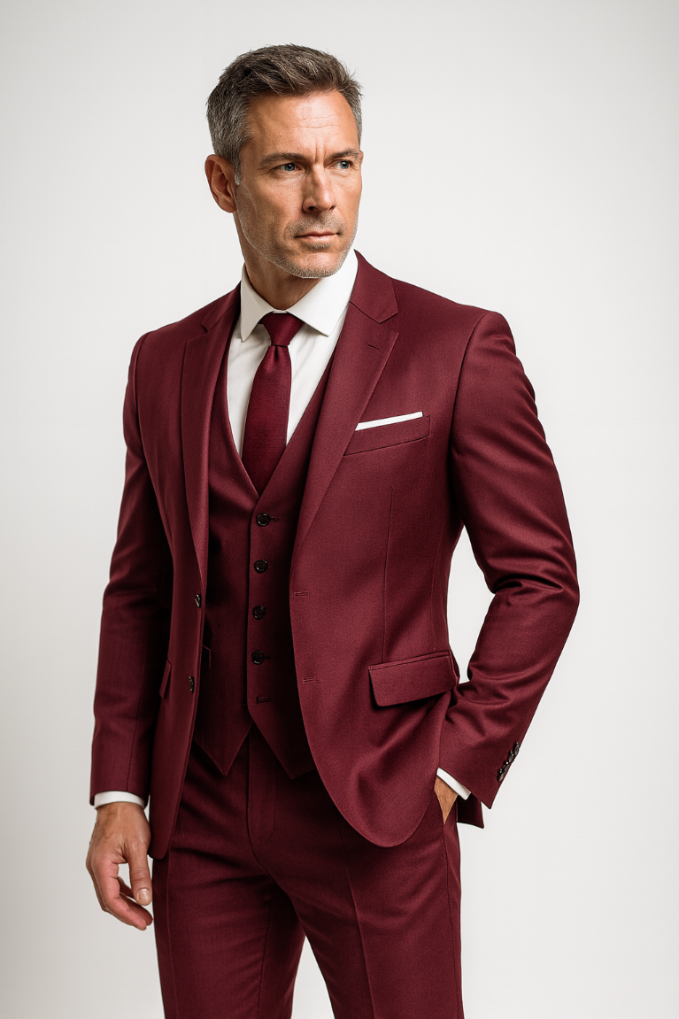 Men's Classic Navy Three-Piece Suit Set for Occasions