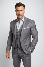 Men's Classic Navy Three-Piece Suit Set for Occasions