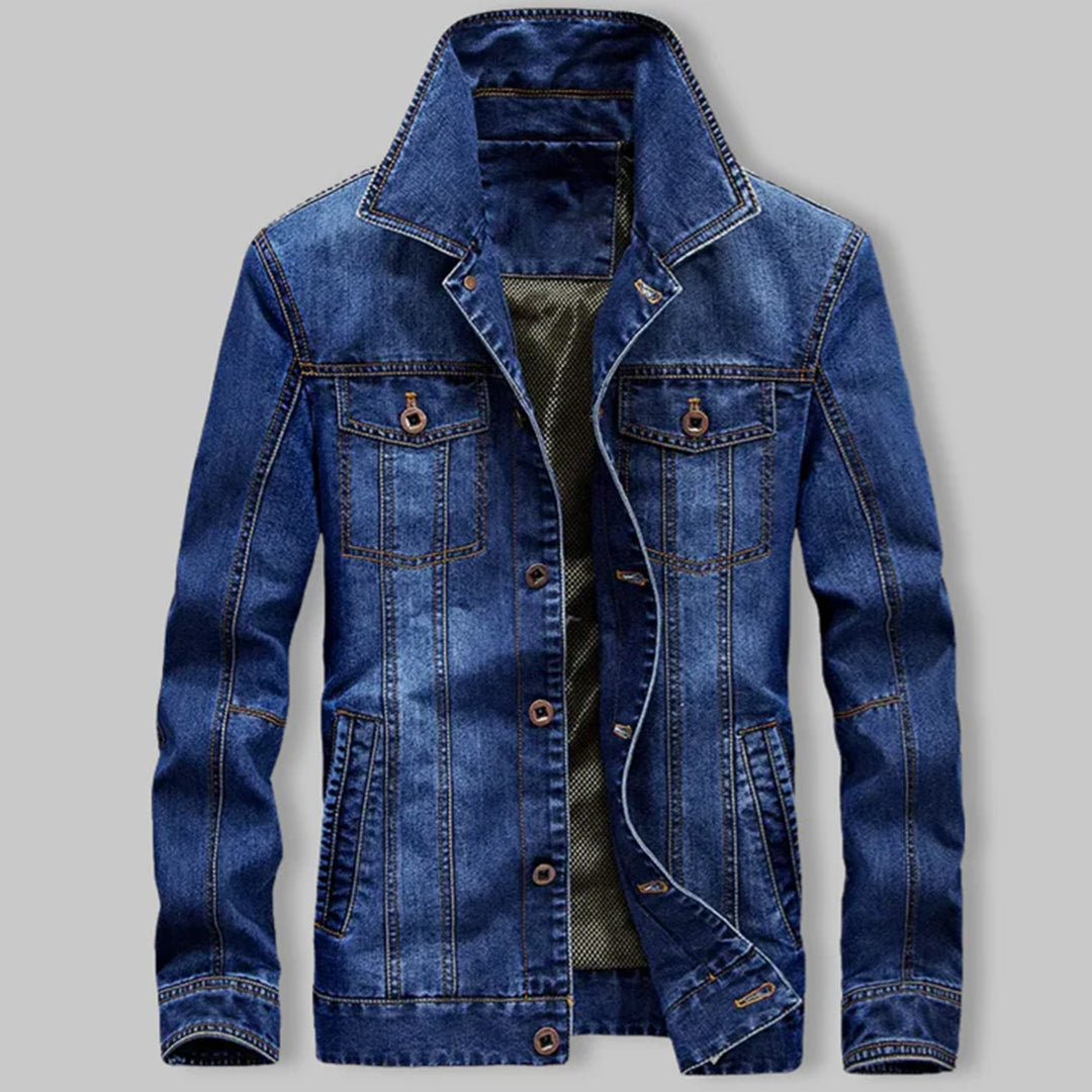 Men's Denim Jacket with Chest Pockets for Autumn