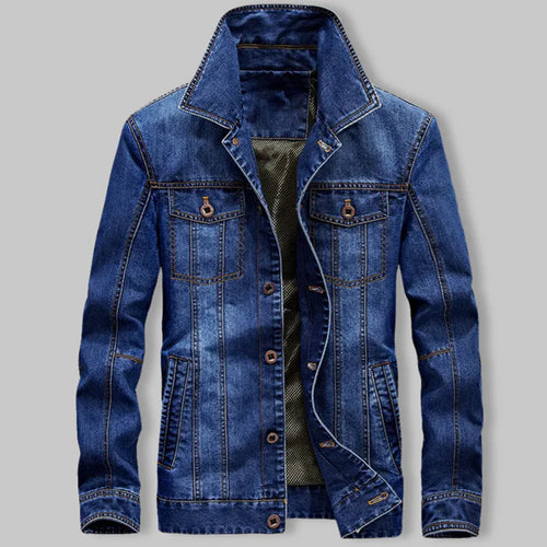Men's Denim Jacket with Chest Pockets for Autumn