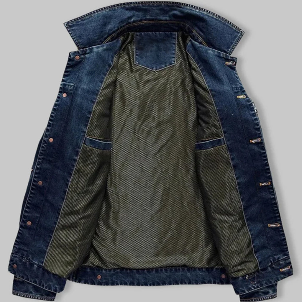 Men's Denim Jacket with Chest Pockets for Autumn
