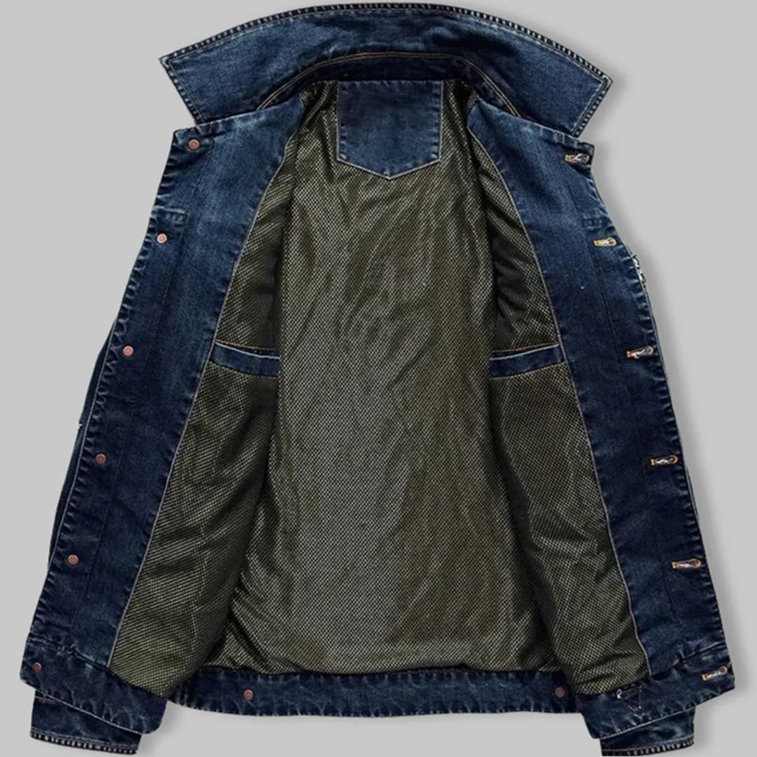 Men's Denim Jacket with Chest Pockets for Autumn
