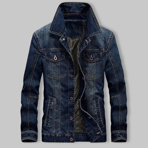 Men's Denim Jacket with Chest Pockets for Autumn
