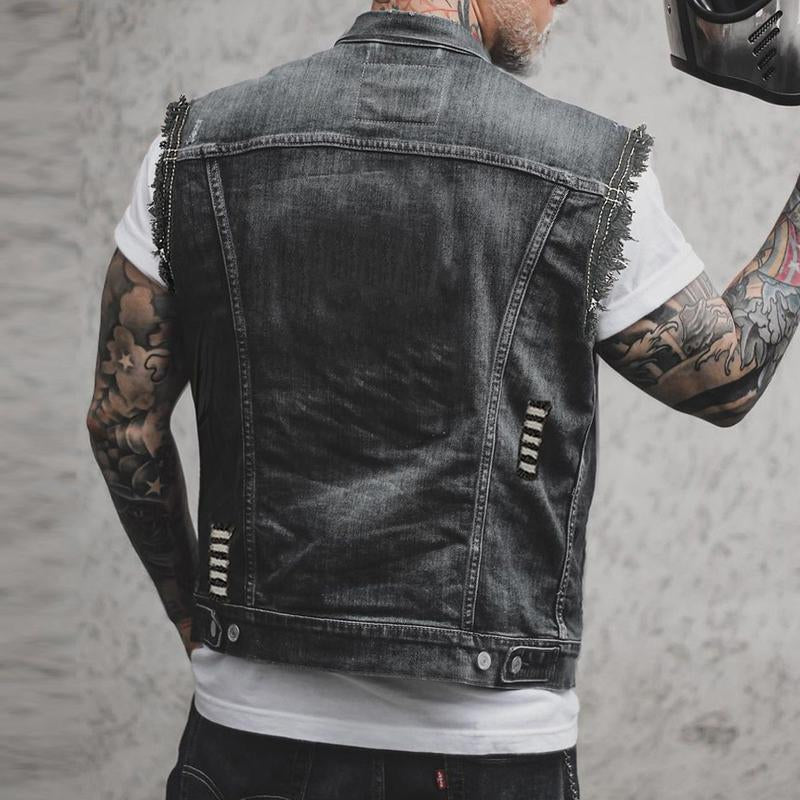 Men's Denim Vest for Layering and Leisure Wear