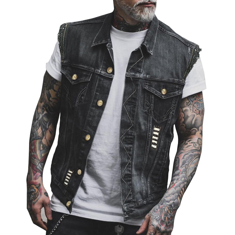 Men's Denim Vest for Layering and Leisure Wear