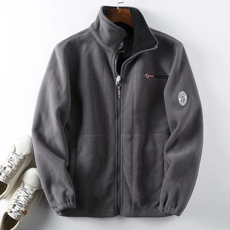 Men's Full-Zip Fleece Jacket for Autumn Winter Wear