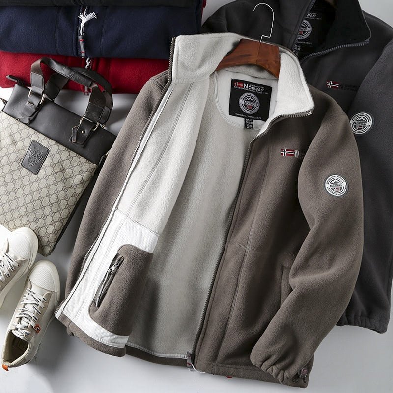 Men's Full-Zip Fleece Jacket for Autumn Winter Wear