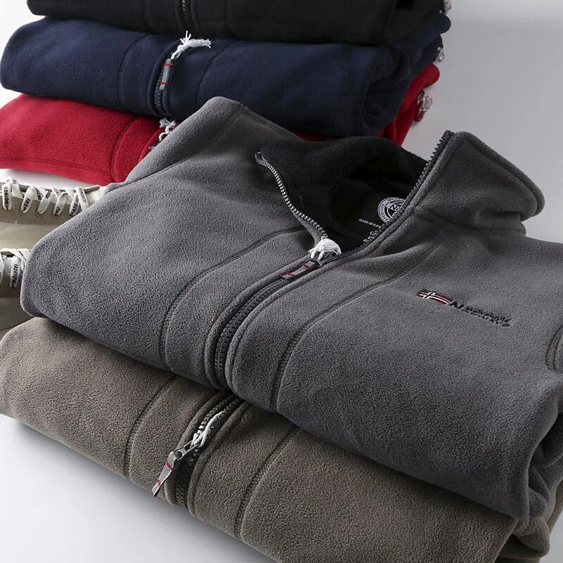 Men's Full-Zip Fleece Jacket for Autumn Winter Wear