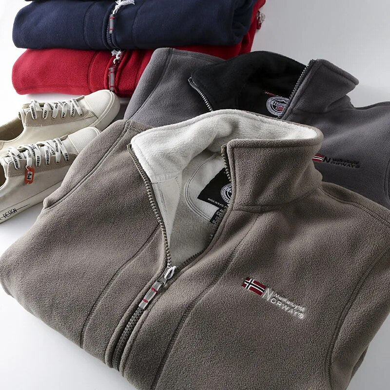 Men's Full-Zip Fleece Jacket for Autumn Winter Wear
