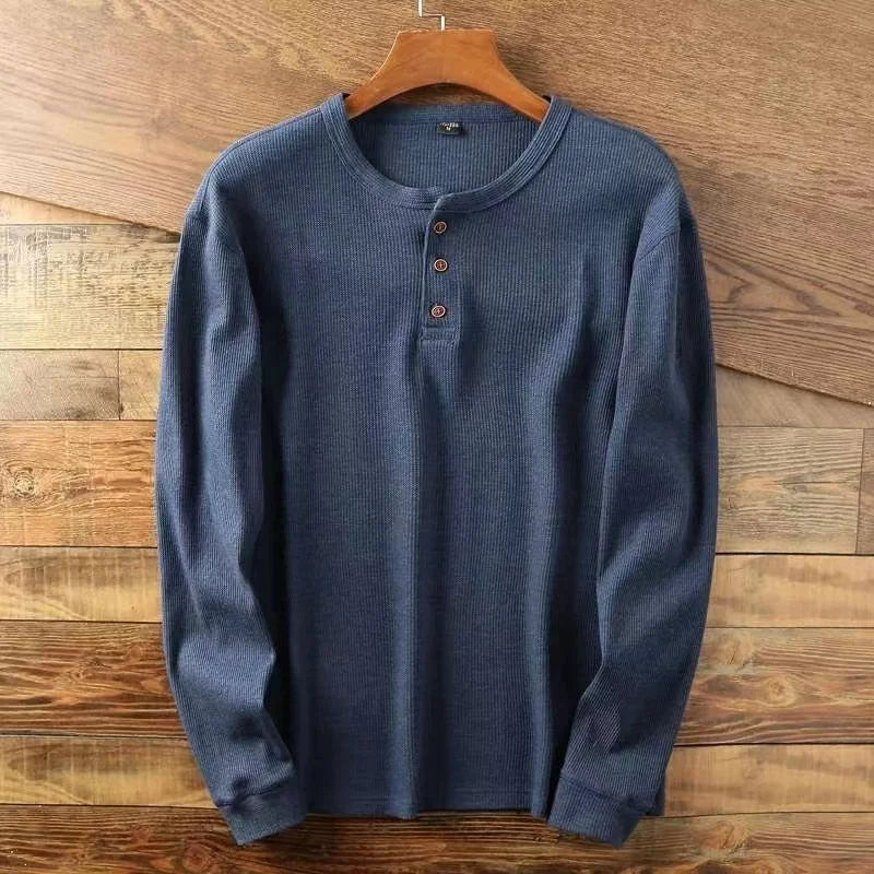 Men's Henley Shirt for Autumn Winter Everyday Wear