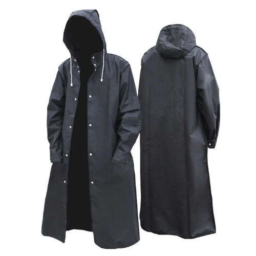 Men's Hooded Long Raincoat for Autumn Winter Outdoor Days