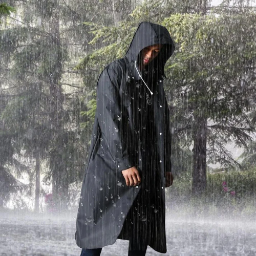 Men's Hooded Long Raincoat for Autumn Winter Outdoor Days