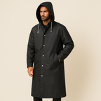 Men's Hooded Long Raincoat for Autumn Winter Outdoor Days