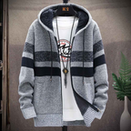 Men's Hooded Patterned Knit Cardigan Sweater Everyday Wear