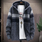 Men's Hooded Patterned Knit Cardigan Sweater Everyday Wear