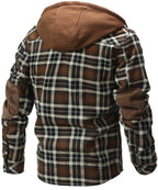 Men's Hooded Plaid Jacket for Autumn Winter Wear