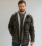 Men's Hooded Plaid Jacket for Autumn Winter Wear