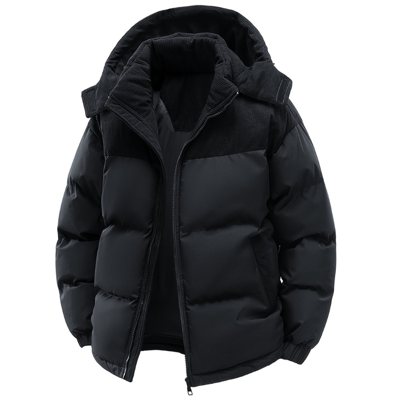 Men's Hooded Puffer Jacket for Autumn and Winter