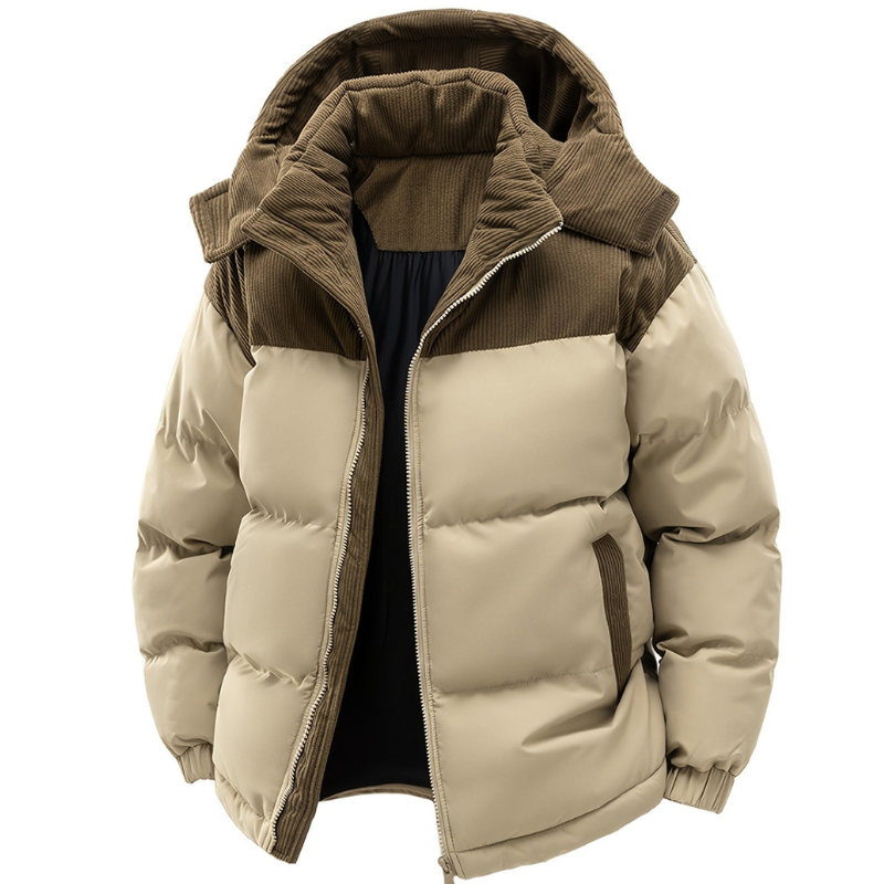 Men's Hooded Puffer Jacket for Autumn and Winter