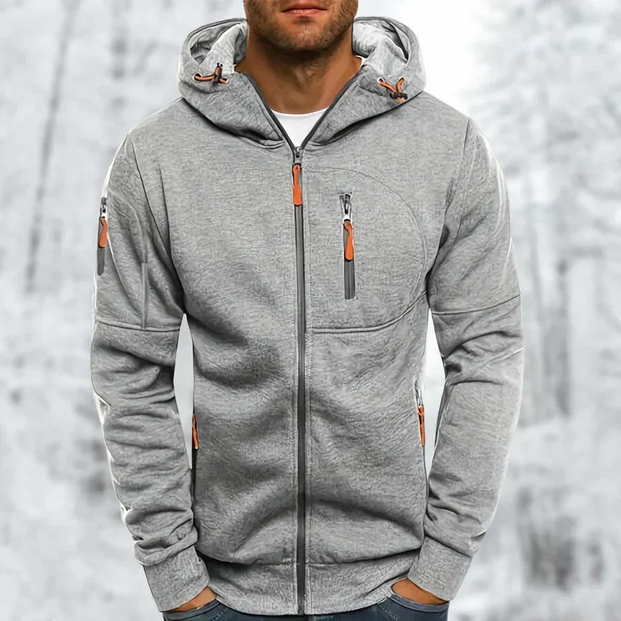 Men's Hooded Zip Jacket for Outdoor Wear