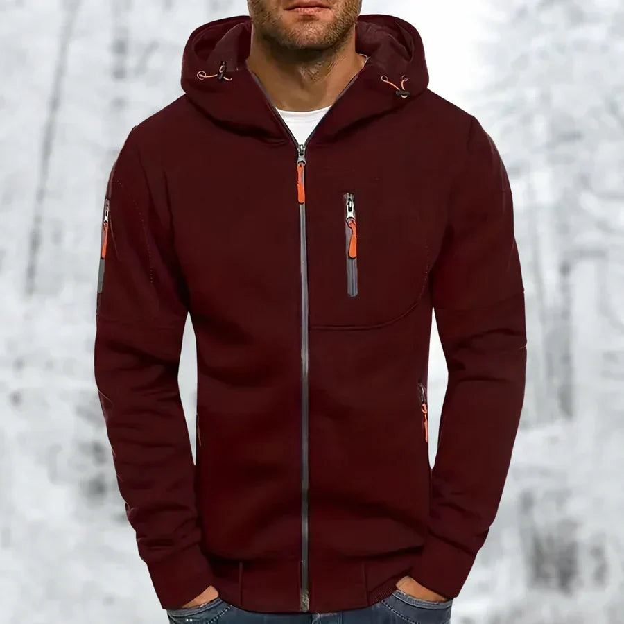 Men's Hooded Zip Jacket for Outdoor Wear