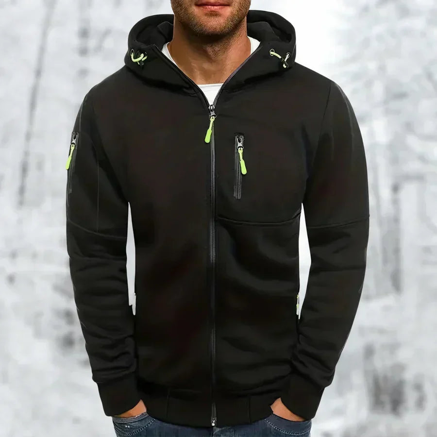 Men's Hooded Zip Jacket for Outdoor Wear