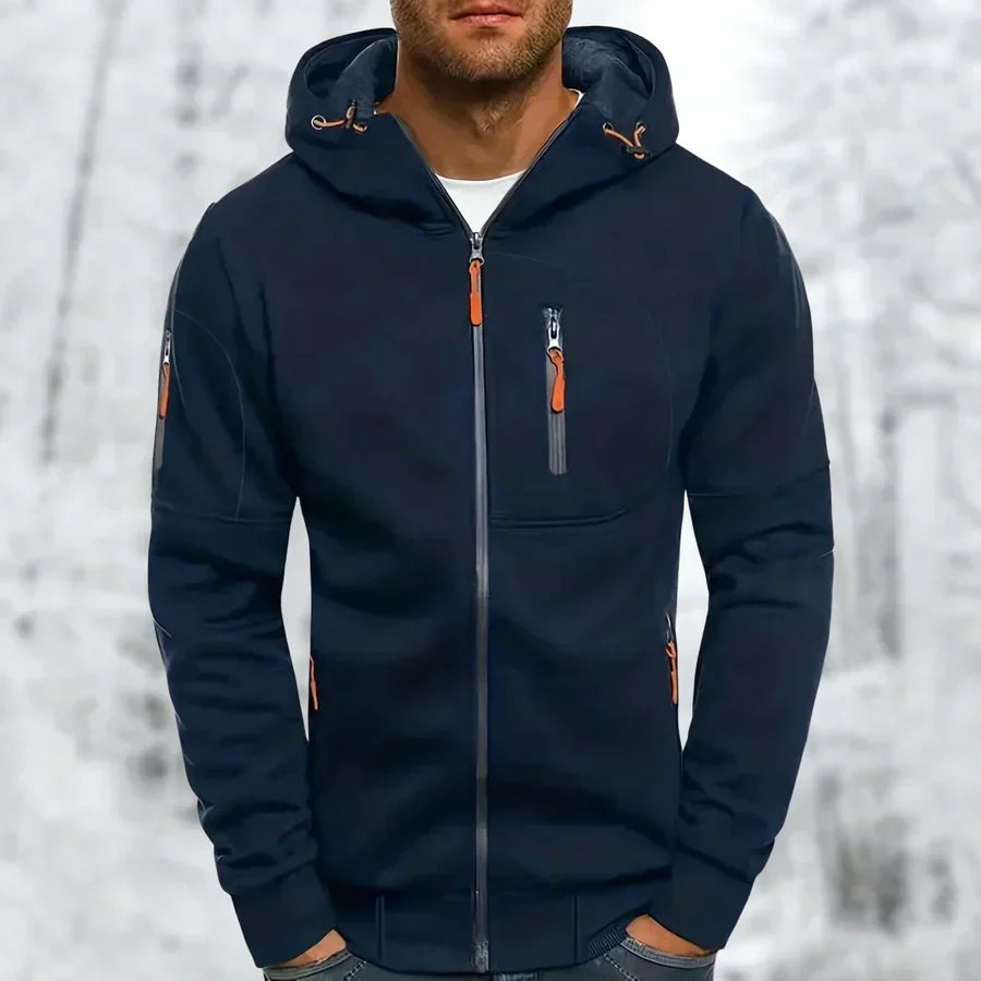 Men's Hooded Zip Jacket for Outdoor Wear