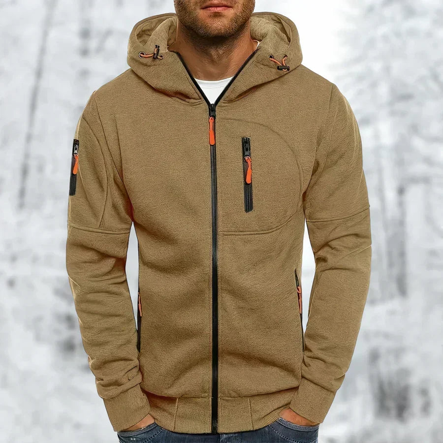 Men's Hooded Zip Jacket for Outdoor Wear