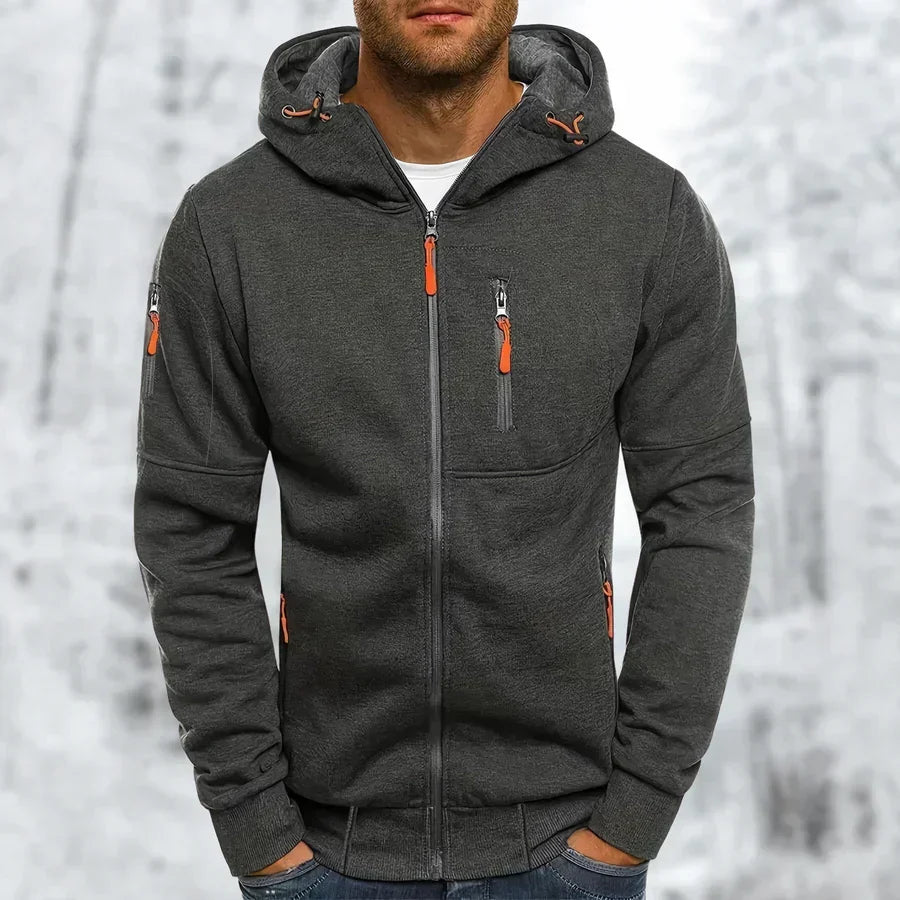 Men's Hooded Zip Jacket for Outdoor Wear