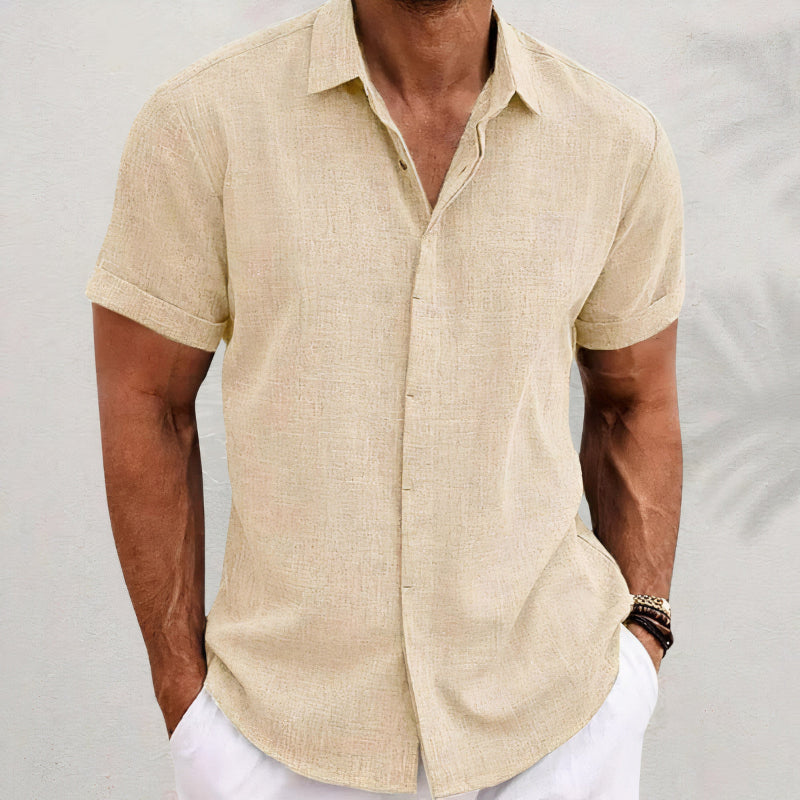 Men's Linen Shirt with Short Sleeves for Summer