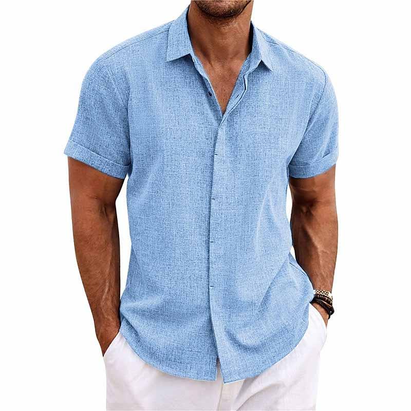 Men's Linen Shirt with Short Sleeves for Summer