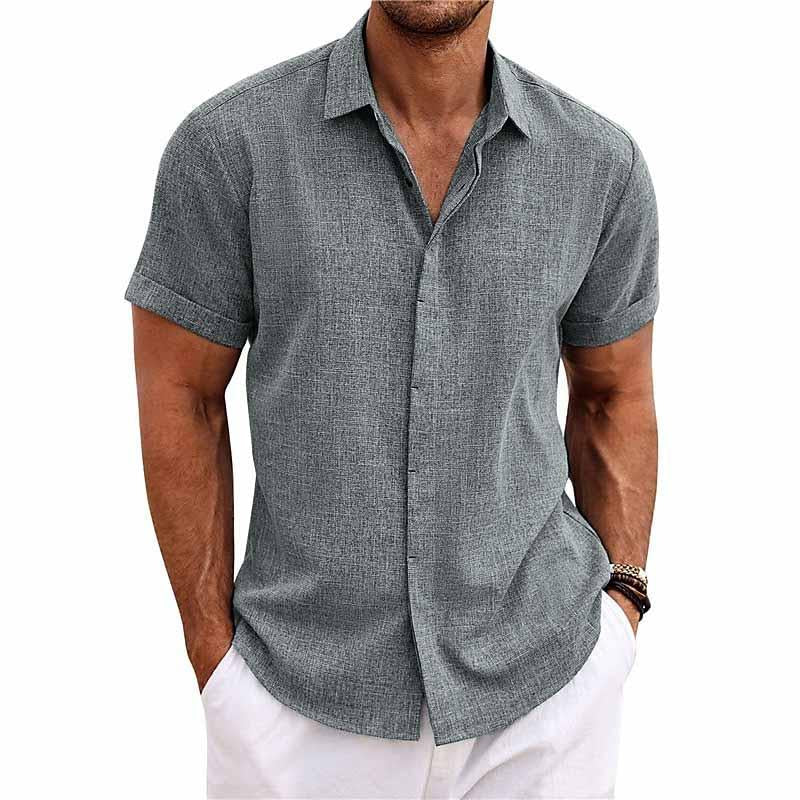 Men's Linen Shirt with Short Sleeves for Summer