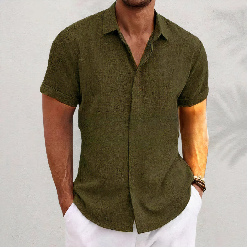 Men's Linen Shirt with Short Sleeves for Summer