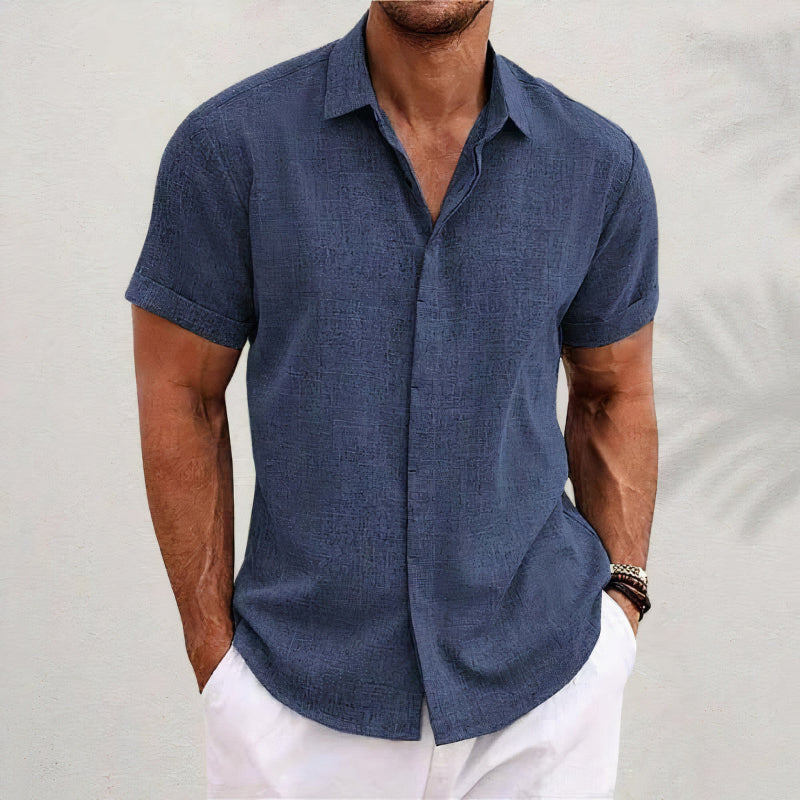 Men's Linen Shirt with Short Sleeves for Summer