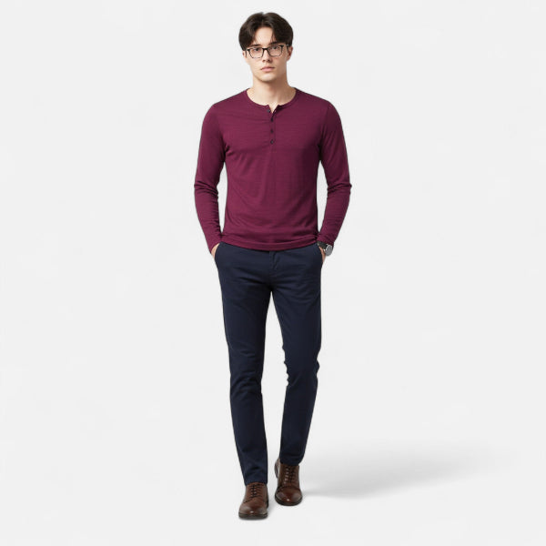 Men's Long Sleeve Henley Shirt for Everyday Wear