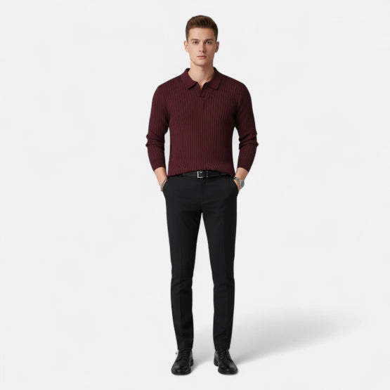 Men's Long Sleeve Polo Shirt for Autumn Winter